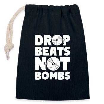 Drop Beats Not Bombs House Techno Music - Closable cotton gift bag (14x20cm) - navy - Front