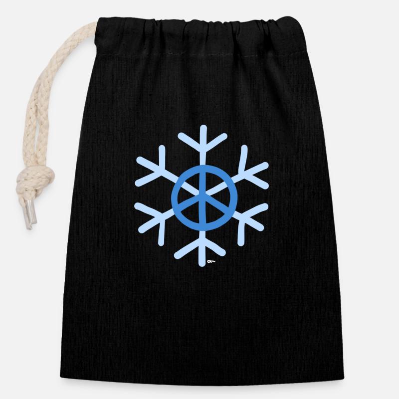 Peace - Closable cotton gift bag (14x20cm) - black