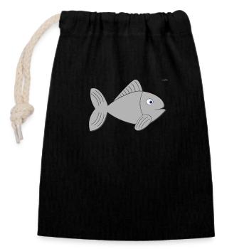 Simple fish - Closable cotton gift bag (14x20cm) - black - Front