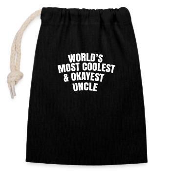 world's most coolest and okayest uncle - Closable cotton gift bag (14x20cm) - black - Front