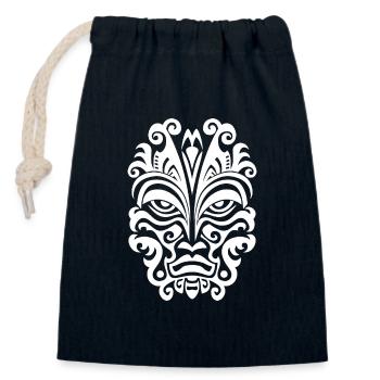 Conception de tatouage maori expressif en blanc - Sac cadeau en coton avec cordon (14 x 20 cm) - bleu marine - Devant
