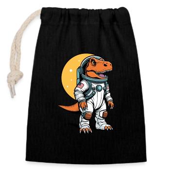 Dinosaurier Astronaut Illustration - Verschließbarer Geschenkbeutel aus Baumwolle (14x20cm) - Schwarz - Vorne