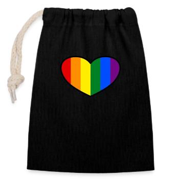 Pride Flagge Herz - Verschließbarer Geschenkbeutel aus Baumwolle (14x20cm) - Schwarz - Vorne