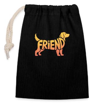 Friend Dog - Cool Pet Logo - Closable cotton gift bag (14x20cm) - black - Front