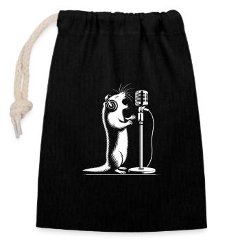Song of the meerkats - Closable cotton gift bag (14x20cm) - black - Front
