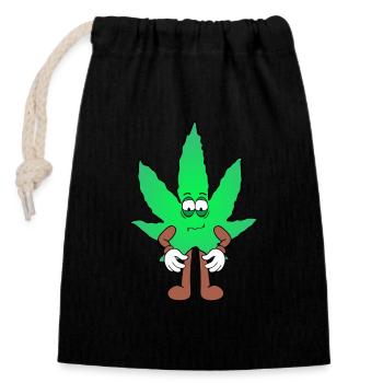 Der Bloom - Weed Cannabis Stoned Hanf Marihuana - Verschließbarer Geschenkbeutel aus Baumwolle (14x20cm) - Schwarz - Vorne