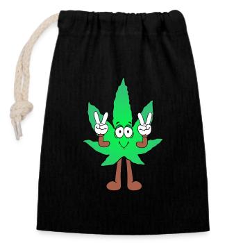 Der Bloom - Weed Cannabis Stoned Hanf Marihuana - Verschließbarer Geschenkbeutel aus Baumwolle (14x20cm) - Schwarz - Vorne