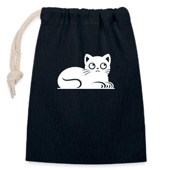 Little fat cat Drawing - Closable cotton gift bag (14x20cm) - navy - Front