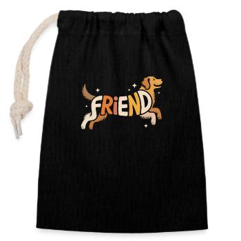 Friend Dog - Cool Pet Logo - Closable cotton gift bag (14x20cm) - black - Front