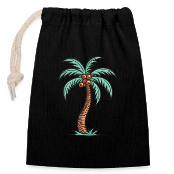 Île Palm - Sac cadeau en coton avec cordon (14 x 20 cm) - noir - Devant