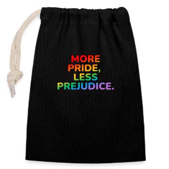 Mehr Pride Weniger Vorurteile - LGBT Pride Monat - Verschließbarer Geschenkbeutel aus Baumwolle (14x20cm) - Schwarz - Vorne