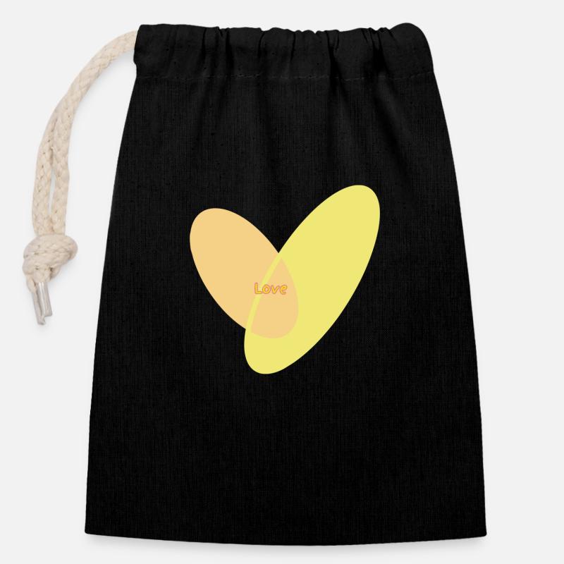 Heart - Closable cotton gift bag (14x20cm) - black