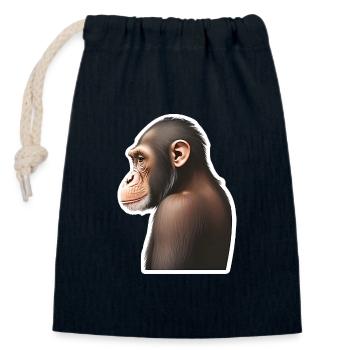 Chimpanzé - Sac cadeau en coton avec cordon (14 x 20 cm) - bleu marine - Devant