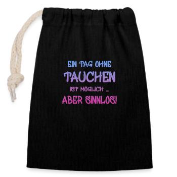 Tauchen - Verschließbarer Geschenkbeutel aus Baumwolle (14x20cm) - Schwarz - Vorne