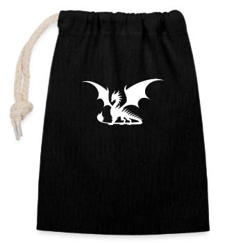 Impressive dragon with wings - Closable cotton gift bag (14x20cm) - black - Front