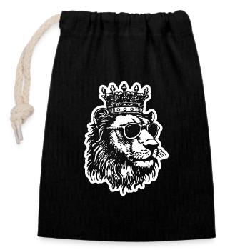 Lion Lion Head - Closable cotton gift bag (14x20cm) - black - Front