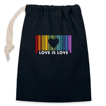 Code à barres arc-en-ciel Love Is Love - Sac cadeau en coton avec cordon (14 x 20 cm) - bleu marine - Devant