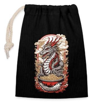 Aesthetic Ramen Drache Japan Wave Food Art Design - Verschließbarer Geschenkbeutel aus Baumwolle (14x20cm) - Schwarz - Vorne