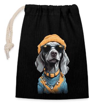 Weimaraner Hipster Hund Streetwear Design - Verschließbarer Geschenkbeutel aus Baumwolle (14x20cm) - Schwarz - Vorne