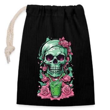 Gothic Weirdcore Roses Skull Occult Dia de Muertos - Closable cotton gift bag (14x20cm) - black - Front