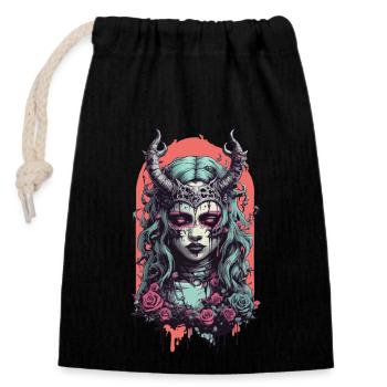 Démon gothique occulte magie Streetwear Design - Sac cadeau en coton avec cordon (14 x 20 cm) - noir - Devant