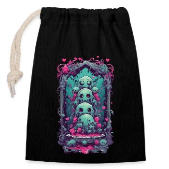 Weirdcore Slime Monster gothique Magic Design - Sac cadeau en coton avec cordon (14 x 20 cm) - noir - Devant