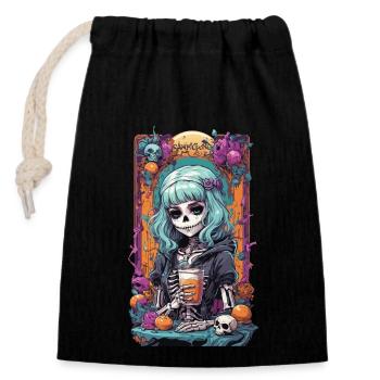 Gothic Girl citrouille épices Latte Design d’automne - Sac cadeau en coton avec cordon (14 x 20 cm) - noir - Devant