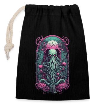 Occult Ghoul Kraken Monster Halloween Design - Closable cotton gift bag (14x20cm) - black - Front