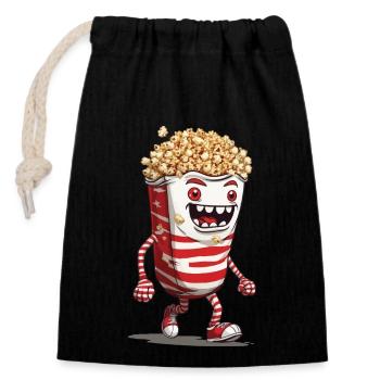 Funny Halloween Popcorn Monster Design - Closable cotton gift bag (14x20cm) - black - Front