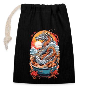 Ramen Drachen Ukiyo-e Otaku Manga Design - Verschließbarer Geschenkbeutel aus Baumwolle (14x20cm) - Schwarz - Vorne