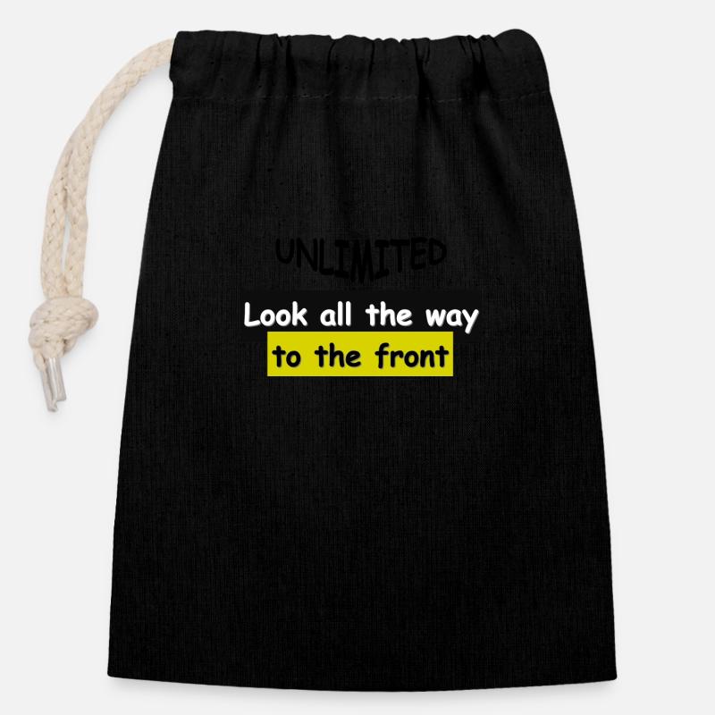 Look all the way to the front - Closable cotton gift bag (14x20cm) - black