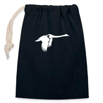 Cygne volant élégant - Sac cadeau en coton avec cordon (14 x 20 cm) - bleu marine - Devant