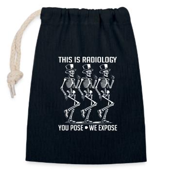 Tanzende Skelette lustiger Radiologie Spruch - Verschließbarer Geschenkbeutel aus Baumwolle (14x20cm) - Navy - Vorne
