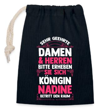 Nadine - Verschließbarer Geschenkbeutel aus Baumwolle (14x20cm) - Navy - Vorne