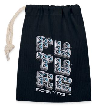 Scientifique, 3D Futuriste, Future Sci Fi - Sac cadeau en coton avec cordon (14 x 20 cm) - bleu marine - Devant