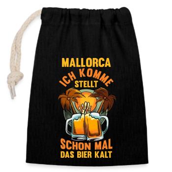 Party Urlaub Mallorca - Verschließbarer Geschenkbeutel aus Baumwolle (14x20cm) - Schwarz - Vorne