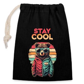 Chilling in bear style - Closable cotton gift bag (14x20cm) - black - Front