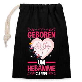 Geburtshelferin Hebamme - Verschließbarer Geschenkbeutel aus Baumwolle (14x20cm) - Schwarz - Vorne