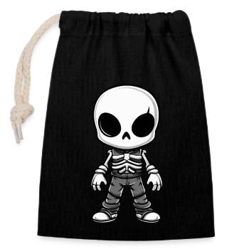Skeleton Comic Halloween - Closable cotton gift bag (14x20cm) - black - Front