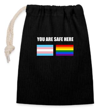 You Are Safe Here LGBT Sign Flags - Closable cotton gift bag (14x20cm) - black - Front