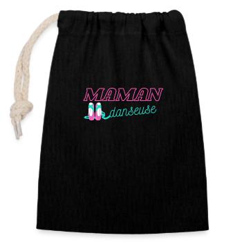 Maman danseuse ballerine - Sac cadeau en coton avec cordon (14 x 20 cm) - noir - Devant