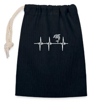 Heartbeat for cuddly dolphins - Closable cotton gift bag (14x20cm) - navy - Front