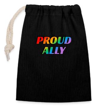 Stolzer Verbündeter - LGBT-Stolz - Verschließbarer Geschenkbeutel aus Baumwolle (14x20cm) - Schwarz - Vorne