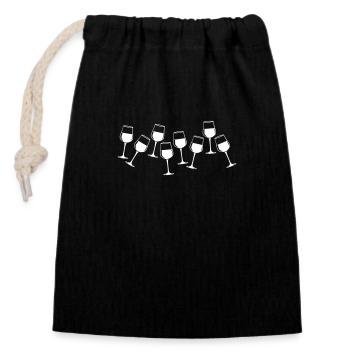 Wine Red Wine Glass Icon - Closable cotton gift bag (14x20cm) - black - Front