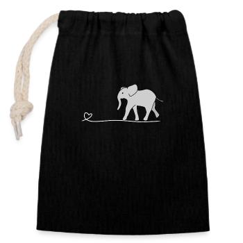 Elefant Symbol Tier Tiere herz linie - Verschließbarer Geschenkbeutel aus Baumwolle (14x20cm) - Schwarz - Vorne