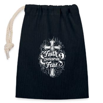 Foi sur la peur Verset biblique Verset biblique Jésus - Sac cadeau en coton avec cordon (14 x 20 cm) - bleu marine - Devant