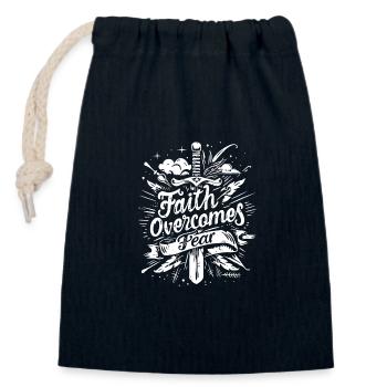 Foi Verset biblique Verset biblique Jésus-Christ - Sac cadeau en coton avec cordon (14 x 20 cm) - bleu marine - Devant