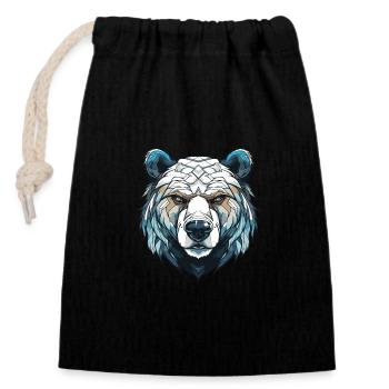 Portrait d’ours polaire Ours polaire - Sac cadeau en coton avec cordon (14 x 20 cm) - noir - Devant