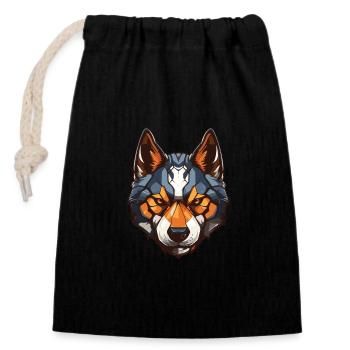 Akita Dog Portrait - Closable cotton gift bag (14x20cm) - black - Front