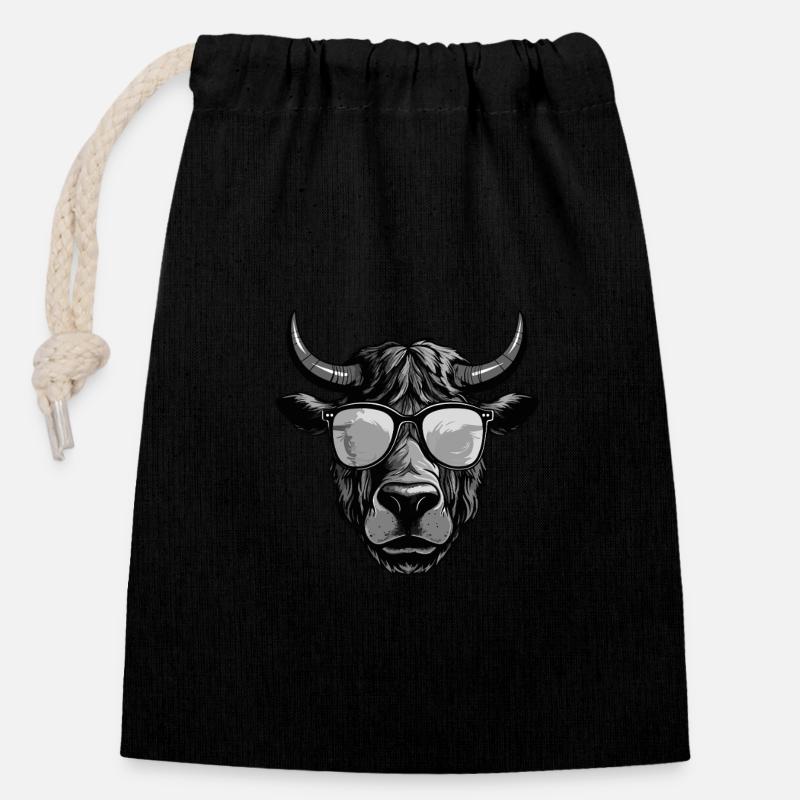 Bulle Kopf Porträt Cool Taurus - Verschließbarer Geschenkbeutel aus Baumwolle (14x20cm) - Schwarz